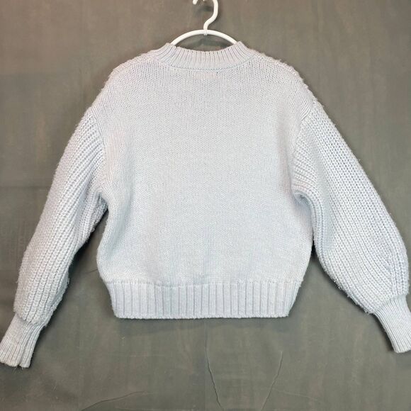 H&M Chunky Knit Sweater Women’s Size S Light Blue Long Sleeve Ribbed Pullover - Picture 6 of 9